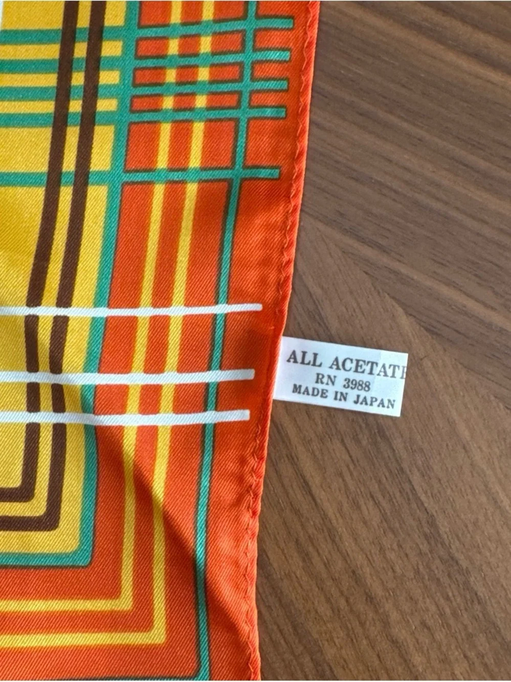 Vintage deadstock Plaid Silk Scarf - Orange, Yellow, Green, Brown